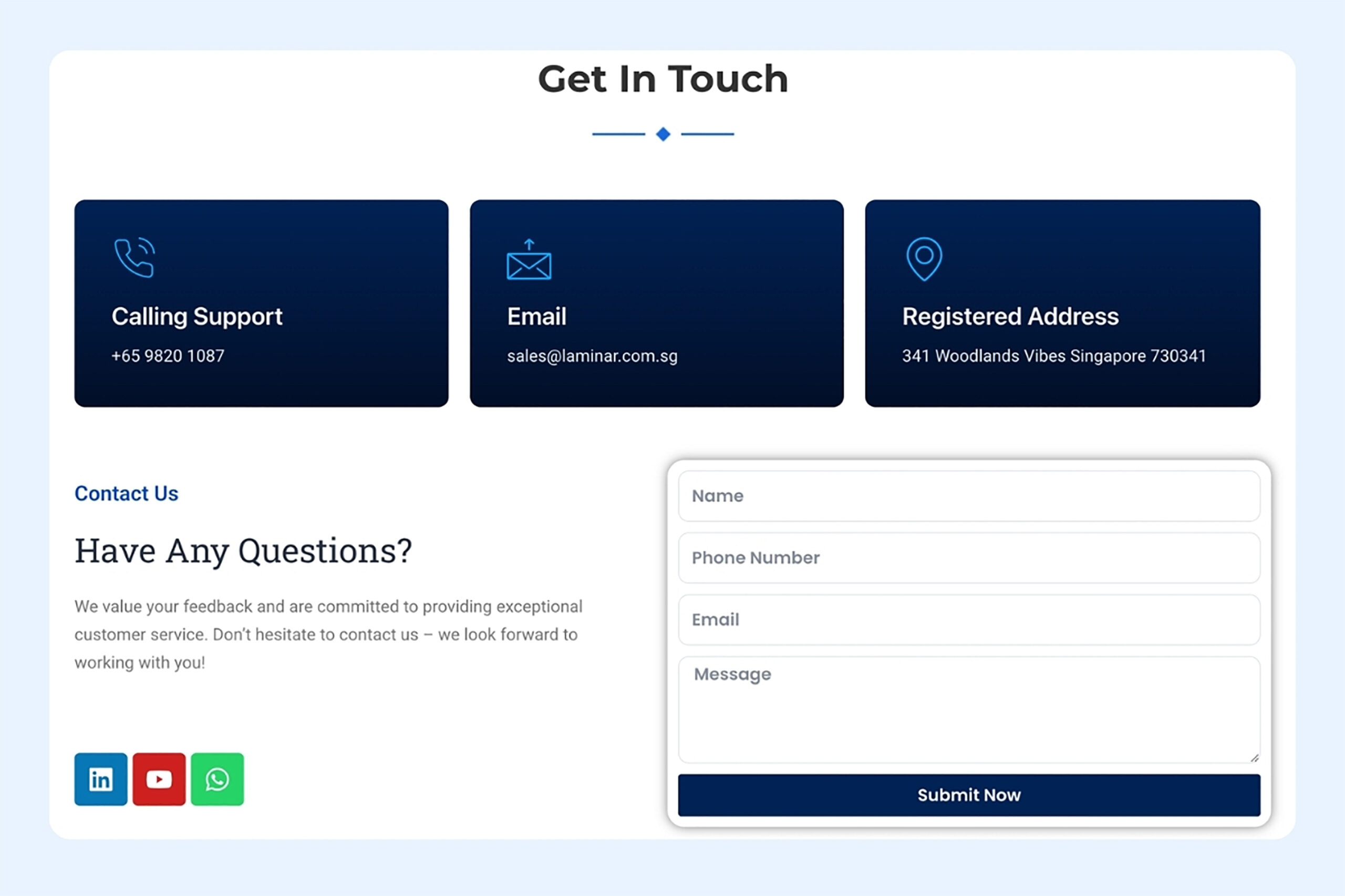 Laminar Singapore - Contact us page